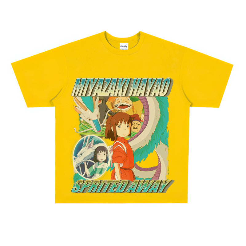 Film Star T Shirt Japanese Classic Anime Spirited Away Loose-Fitting Pure Cotton T-shirt Men and Women