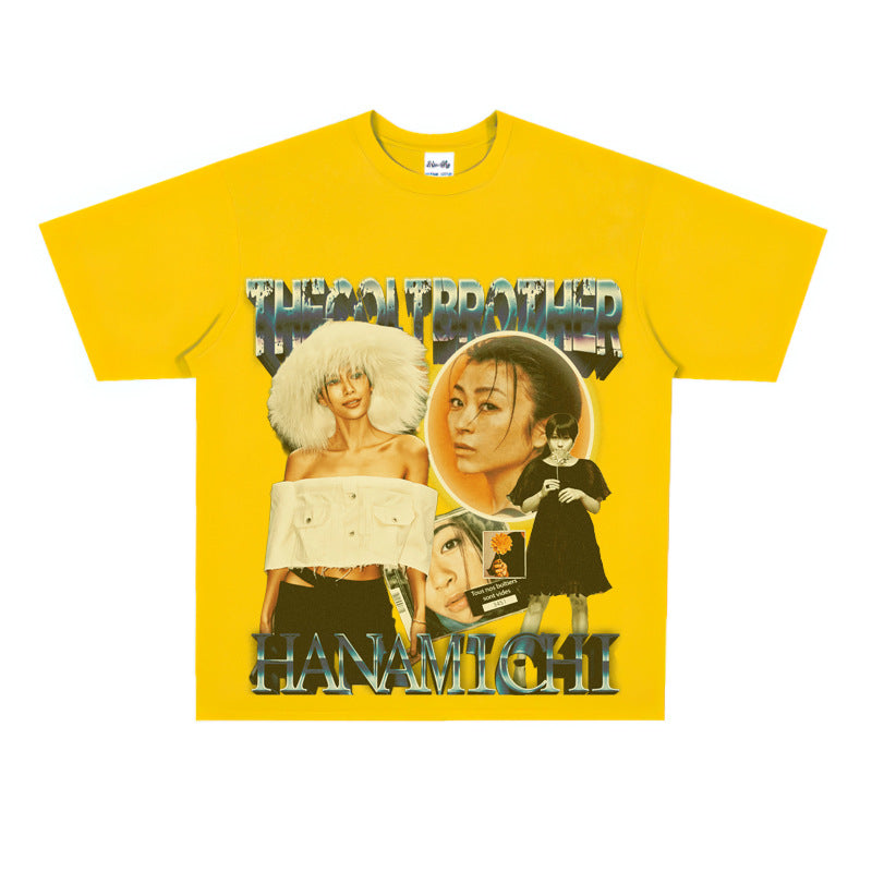 Film Star T Shirt Loose Heavy Retro Street T-shirt Men and Women