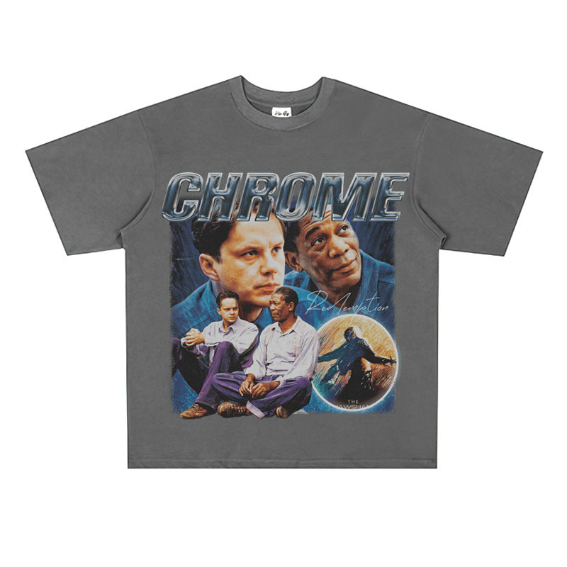 Film Star T Shirt Shawshank's Redemption Street Style Short Sleeve Loose Retro American T-shirt Men