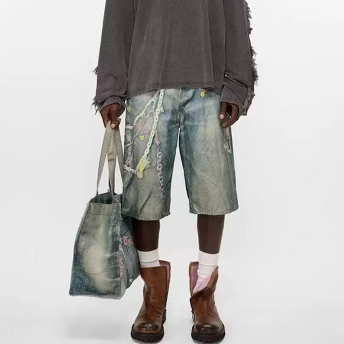 Rock Revival Jeans Hip Hop Printed Jeans Denim Shorts