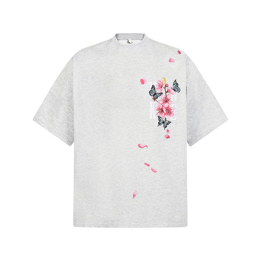 Casual Street Wear Vintage Embroidered Floral Short Sleeve T-Shirt