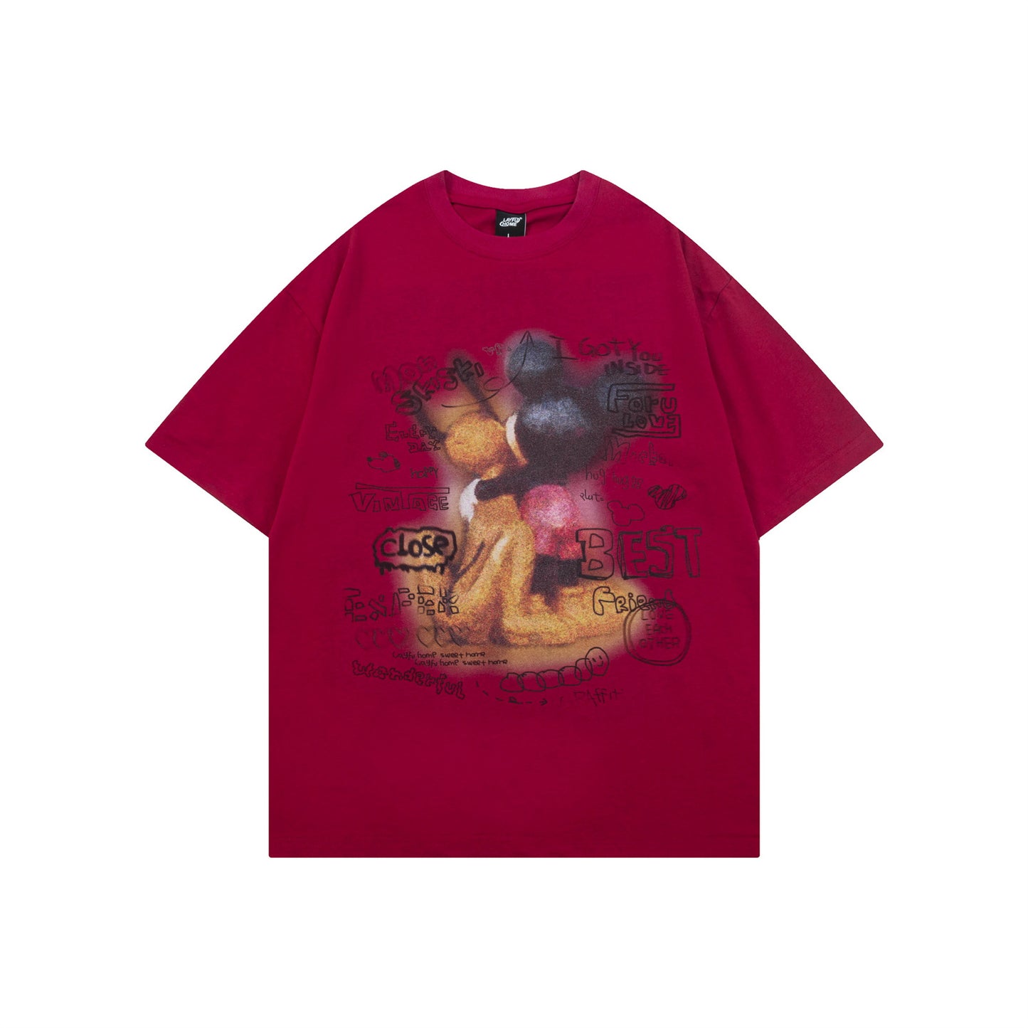 Distorted vintage blur blur mickey back short sleeve t-shirt