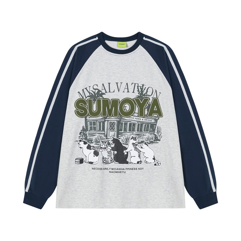 Vice streetwear vintage cat print long sleeve sweatshirt