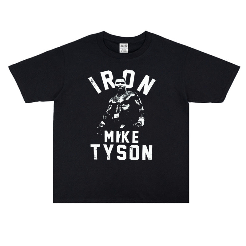 Film Star T Shirt Mike Tyson Washed Distressed T-shirt Short Sleeve Loose