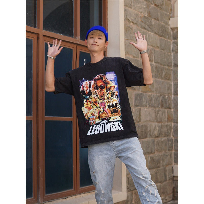 Film Star T Shirt Cotton Loose Nostalgic Short Sleeve American Retro Trendy T-shirt