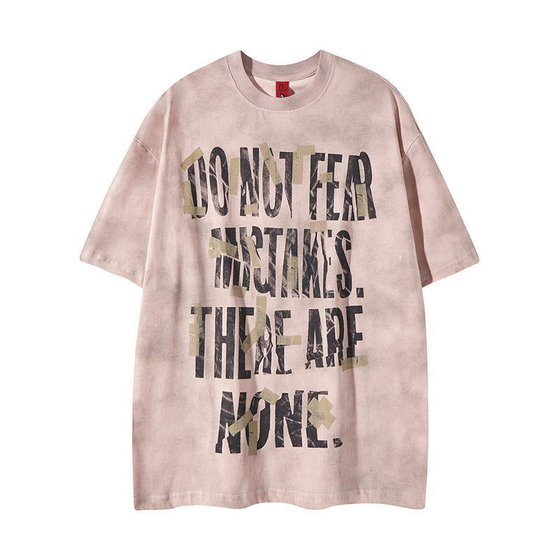 New York Hip Hop Style Vintage Alphabet Print Crew Neck Short Sleeve T-Shirt