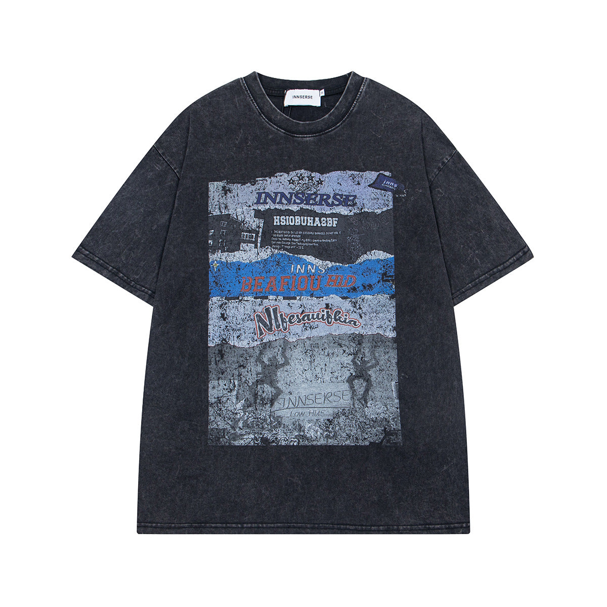 Retro Style Shirt For Men Summer Wash Old T-Shirt Short Sleeve