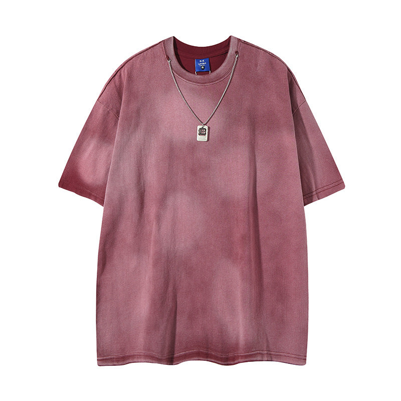 T shirt vintage usa summer retro washed old necklace t shirt short sleeve