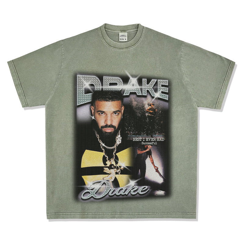 Streetwear masculino Drake print hip hop short sleeve T shirt