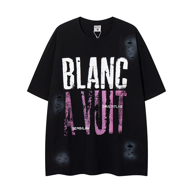US drip outfits Summer Vintage Alphabet Print Casual Loose Short Sleeve T-Shirts