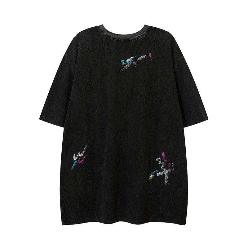 Hip Hop Clothes New York Graffiti Oversize Short Sleeve T-Shirt