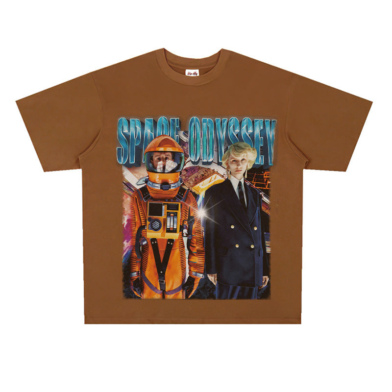 Film Star T Shirt Movie 2001 Space Roaming Printing Personalized Cotton Short Sleeve Loose round Neck Retro T-shirt
