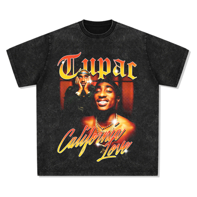 Cool t rapper vintage hip hop tupac print long sleeve short sleeve t-shirt