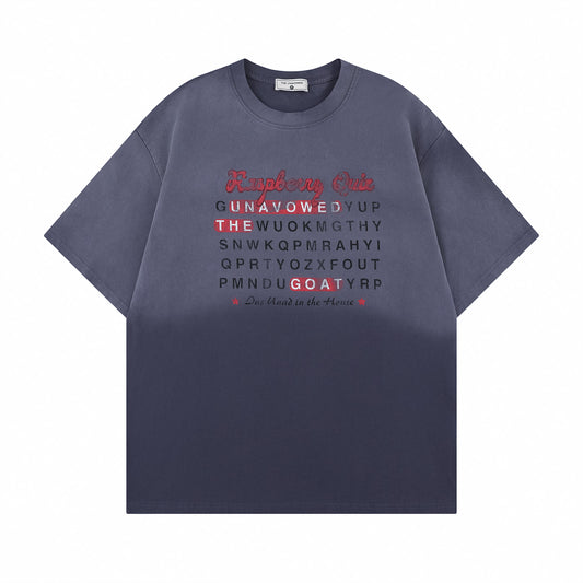 USA Vintage T-Shirt Alphabet Printing Pure Cotton Men's Summer Loose