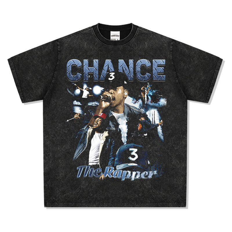 Marcas streetwear usa vintage hip hop Chano chensler print short sleeve t-shirt