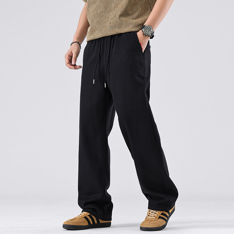 Men Casual Pants Retro Jeans Men Spring and Autumn Loose Straight Wide Legs
