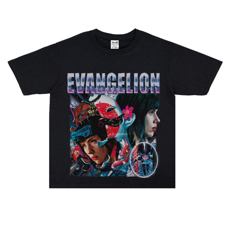 Film Star T Shirt European and American Classic Movie Attack Shell Mobile Team Short Sleeve Loose Retro Printed T-shirt