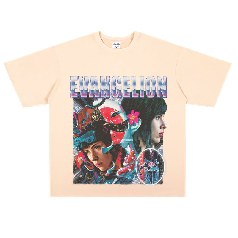 Film Star T Shirt European and American Classic Movie Attack Shell Mobile Team Short Sleeve Loose Retro Printed T-shirt
