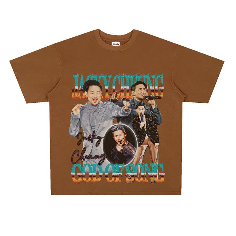 Film Star T Shirt Hong Kong God of Song Zhang Xueyou Printed Loose Street T-shirt