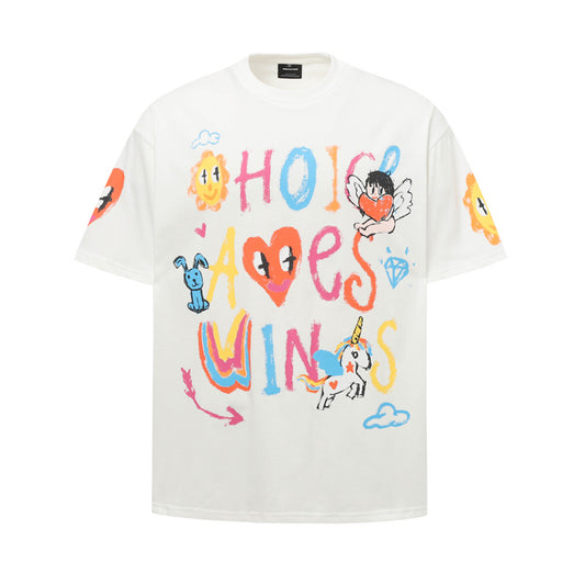 Hip Hop Shirts For Boys Vintage Graffiti Alphabet Fun Pattern Short Sleeve T-Shirt