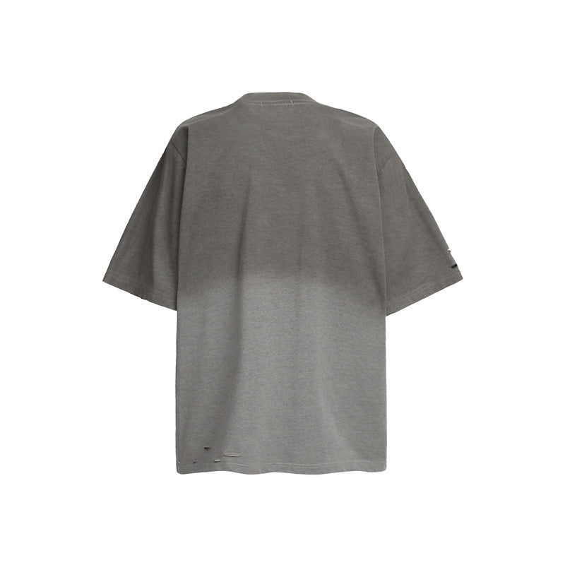 US drip outfits summer retro gradual change casual loose short sleeve T-Shirts