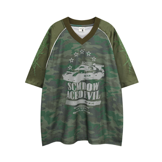 Hustle vintage summer camouflage short-sleeved t-shirt