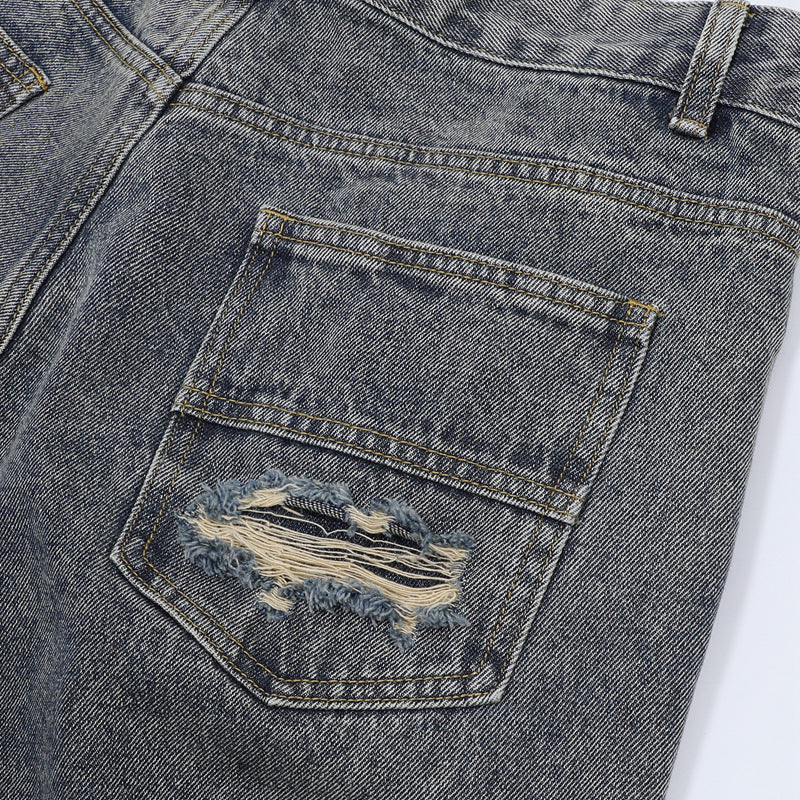 Stone Wash T shirt Leopard print denim short sleeve casual denim shorts