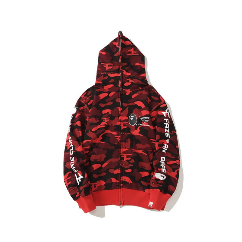 Ape Hoodie Summer Camo Red Hooded Cardigan Zip Sweater Jacket