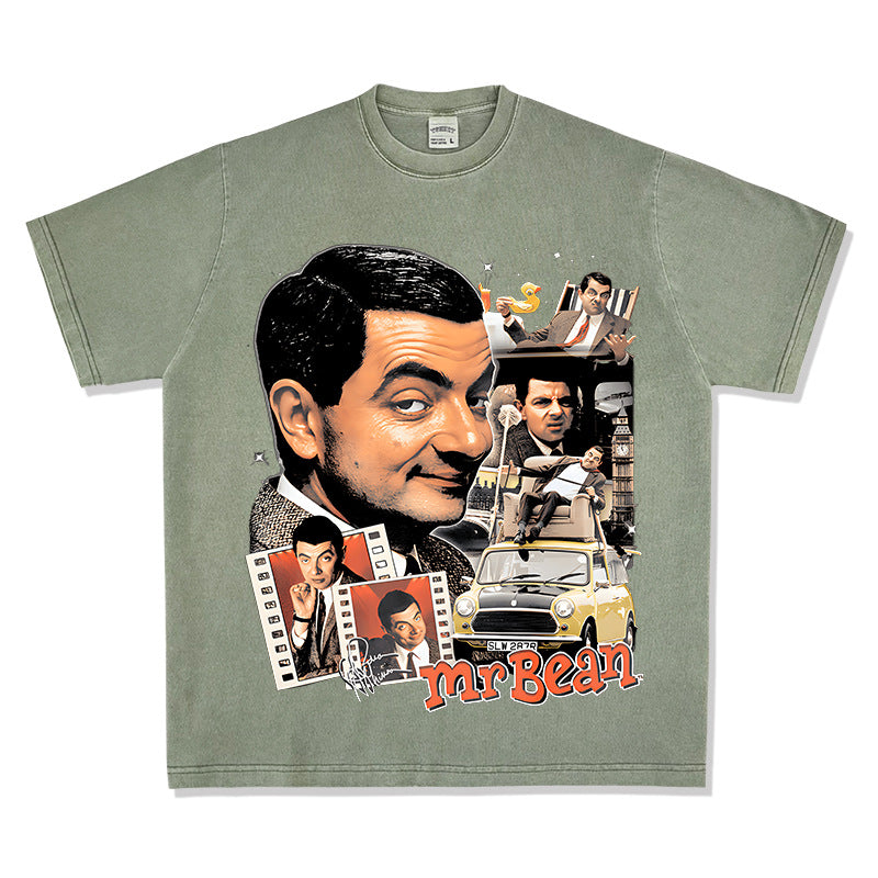 Streetwear masculino comedian bean atkinson print short sleeve t-shirt