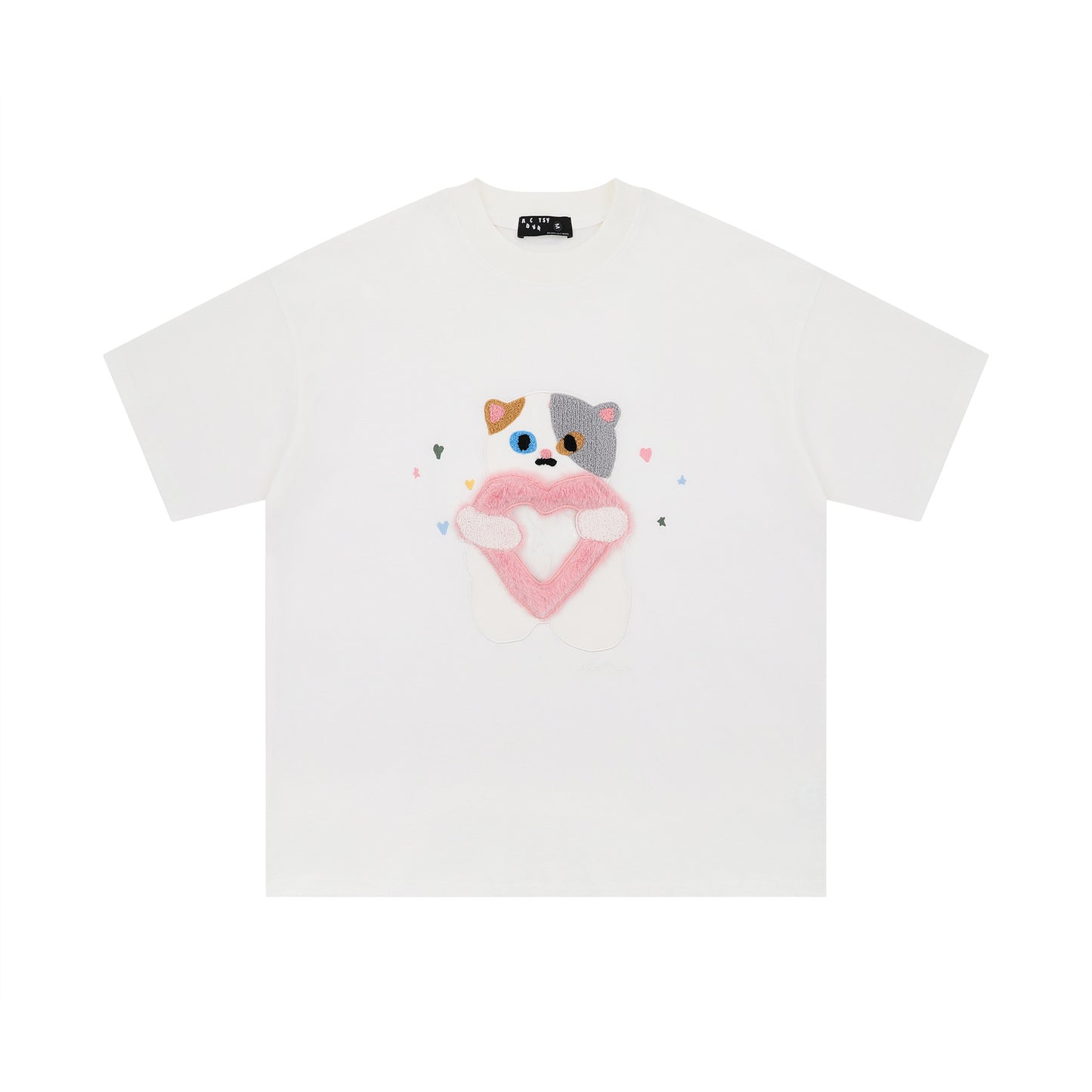 Camisetas streetwear Summer Vintage Embroidered Cat Print Casual Loose Short Sleeve T-Shirt