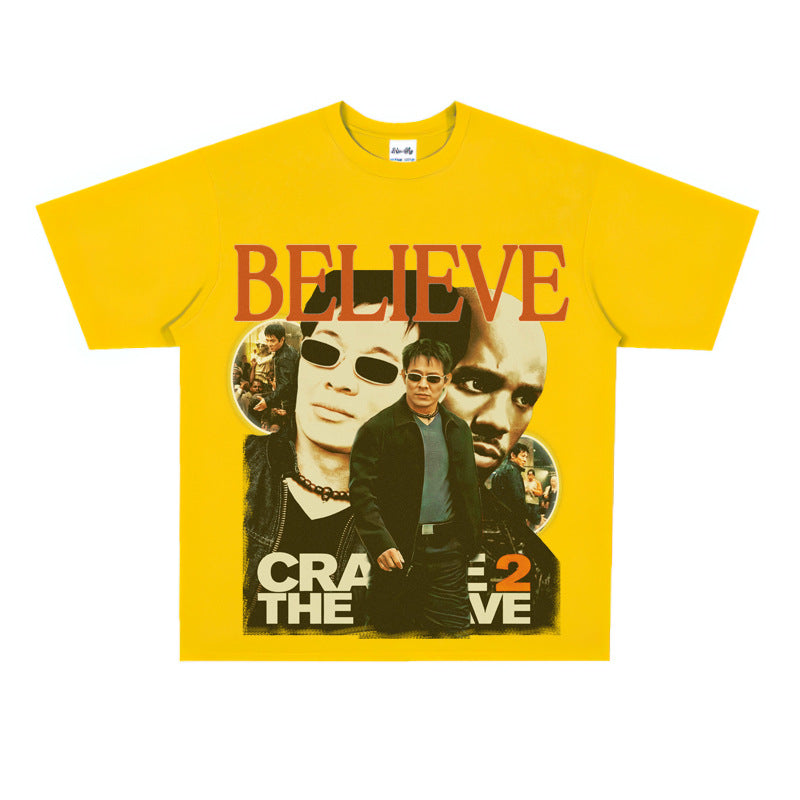 Film Star T Shirt Hong Kong Film Cradle to the Grave Loose Retro Street Cotton T-shirt Men and Women