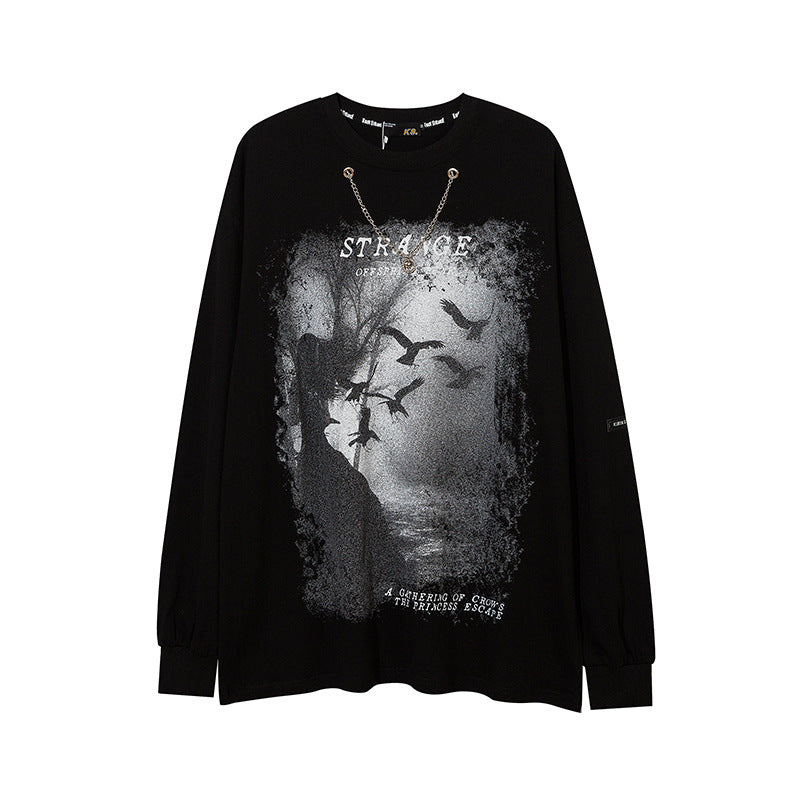 Vintage T Shirts Hip Hop Long Sleeve T-Shirt Loose Hip Hop Couple Top