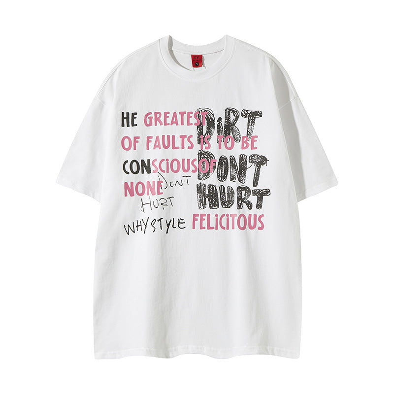 New York Hip Hop Style Graffiti Short Sleeve T-Shirt Summer Loose Crew Neck Top