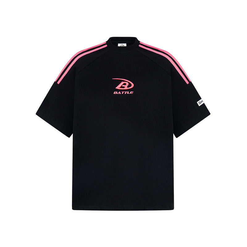 Camisas Retros Vintage Three-Bar Short Sleeve T-Shirt