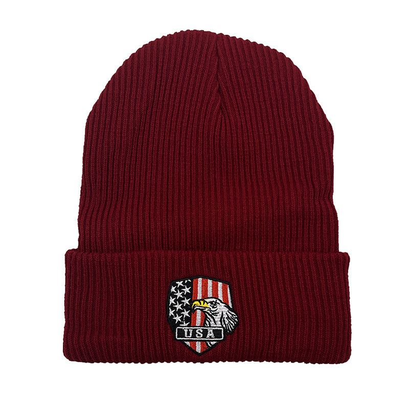 Vintage Usa Cap Eagle Embroidery Men's and Women's Autumn and Winter Wool Cold Hat
