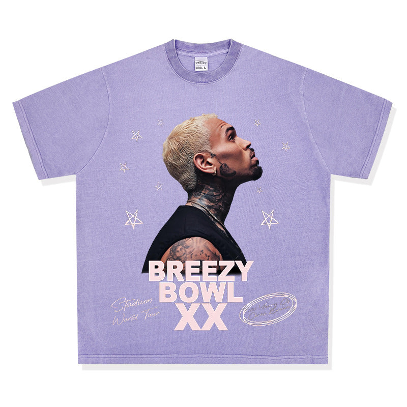 New york hip hop shop vintage hip hop Chris Brown print short sleeve t-shirt