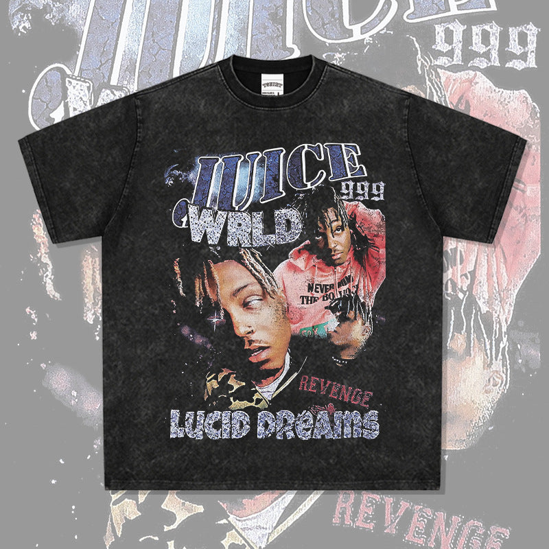 New york hip hop shop Juice wrld t-shirt rap character print heavy