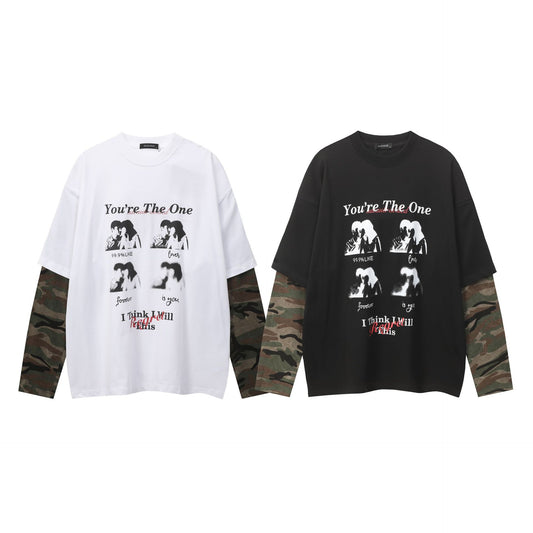 Unisex long-sleeved shirt men's autumretro camouflage
