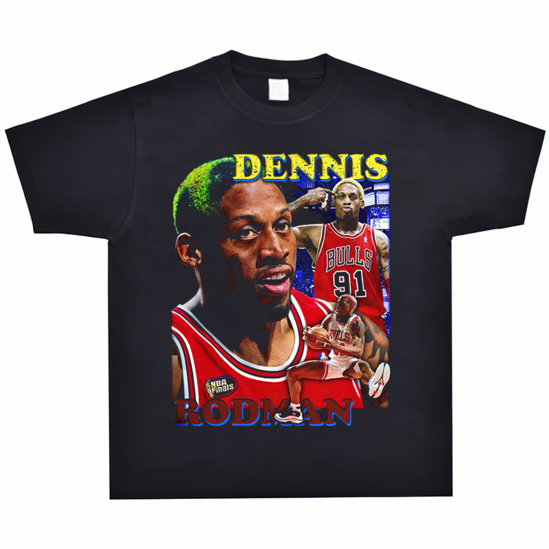 Film Star T Shirt Washed Old American Round Neck Loose T-Shirt Retro Short Sleeve