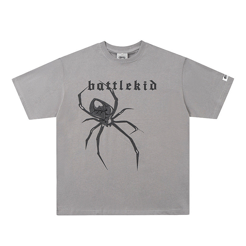 Vintage T Shirts Hip Hop Spider Print Short Sleeve T-Shirt Summer Oversize Half Sleeve
