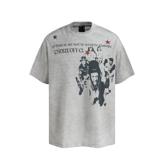 Nostalgia T Shirts Vintage Portrait Print Short Sleeve T-Shirt