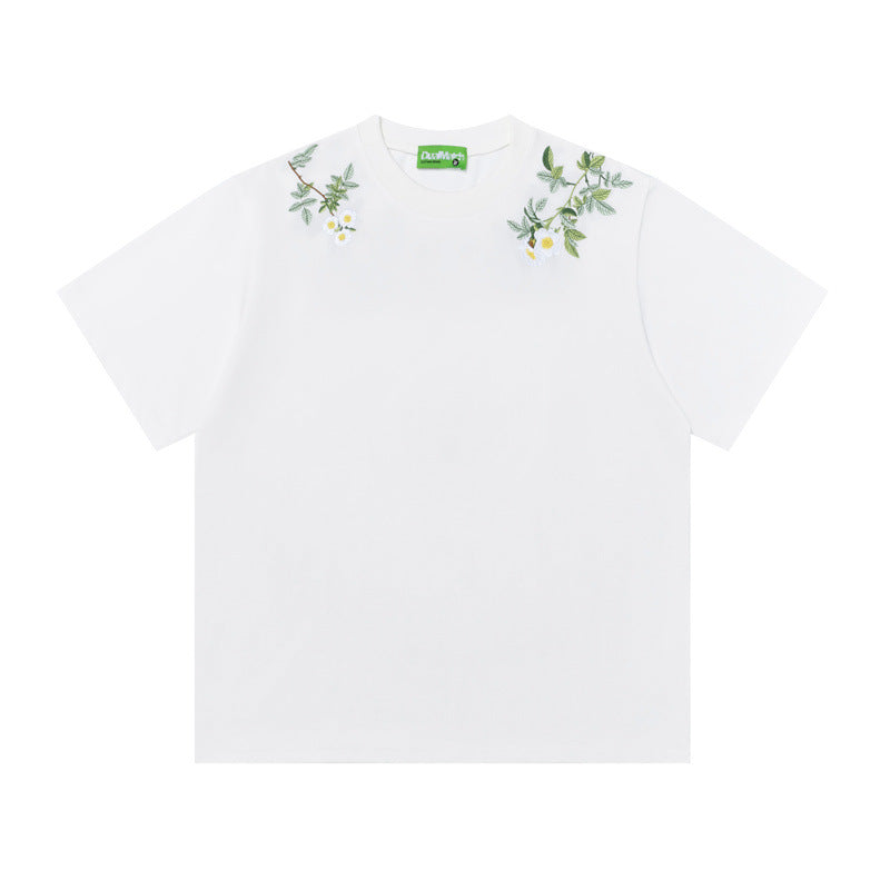 Hip Hop Shirts For Boys Floral Wreath Short Sleeve T-Shirt Summer Loose Top