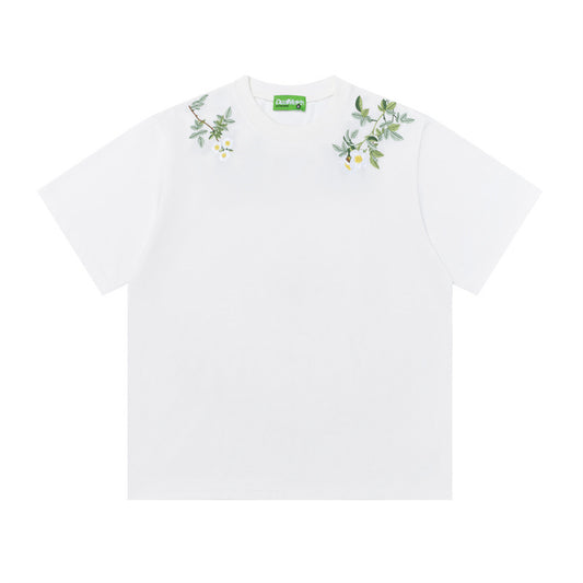 Hip Hop Shirts For Boys Floral Wreath Short Sleeve T-Shirt Summer Loose Top