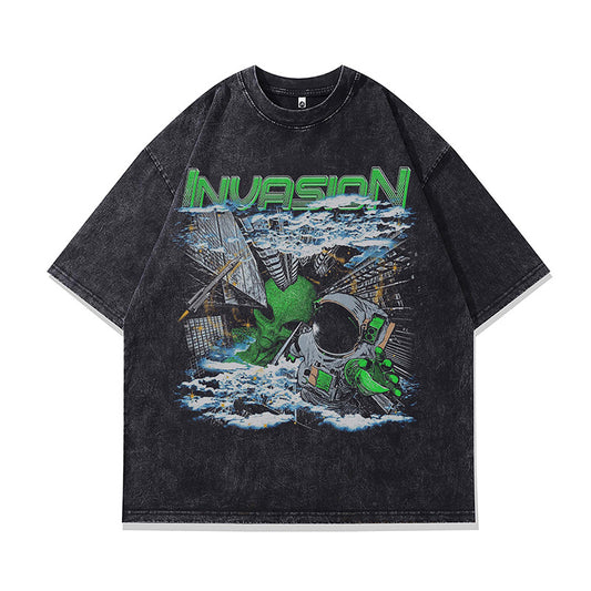 Ropa Vintage Hombre Graffiti Print Short Sleeve T-Shirt