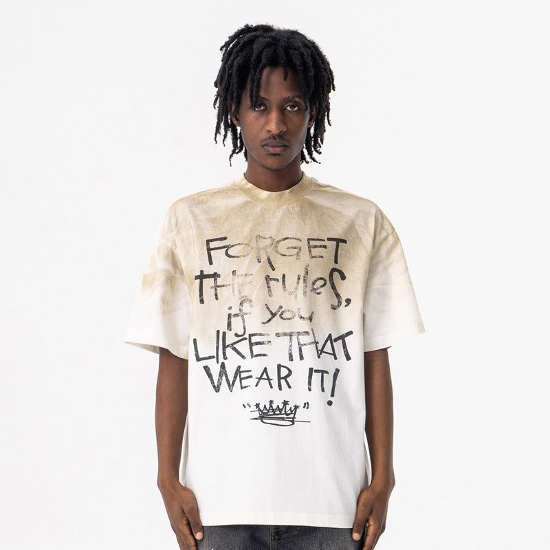 Vintage 90s Hip Hop Clothing Summer Old Loose Vintage Cleanfit Short Sleeve T-Shirt
