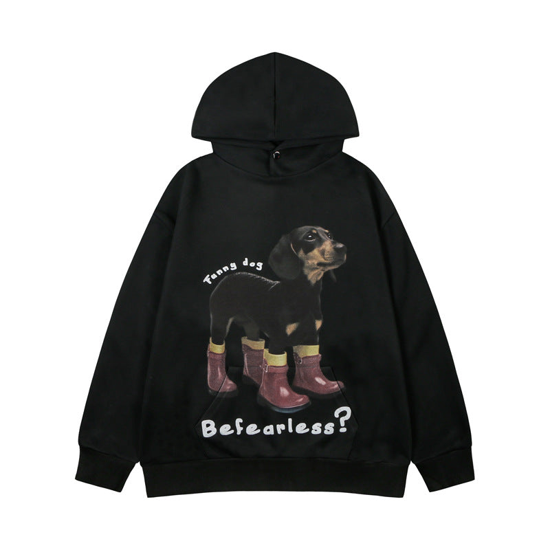 Streetwear Hoodie Puppy Print Hooded Sweater Loose Hoodie
