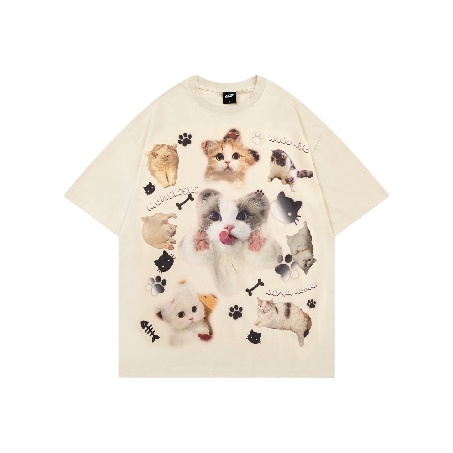 Vintage tarz t shirt vintage cat short sleeve t-shirt summer loose casual top