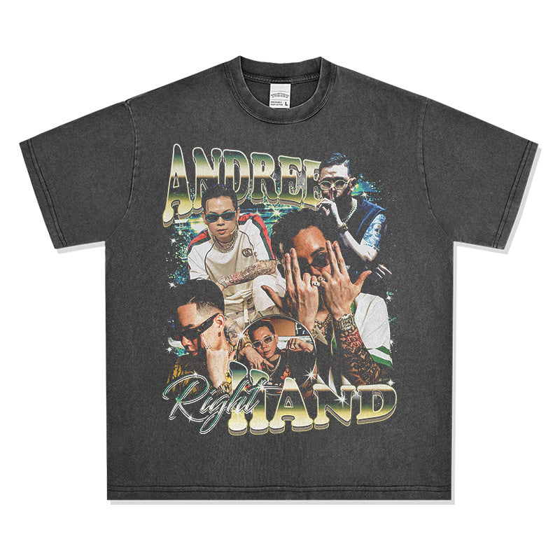 Outfit streetwear vintage hip hop Andree RightHand print short sleeve t-shirt