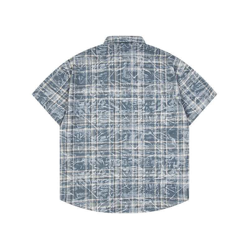 Marcas De Streetwear Plaid Shirt Tie-Dye Summer Loose Casual Short Sleeve T-Shirt
