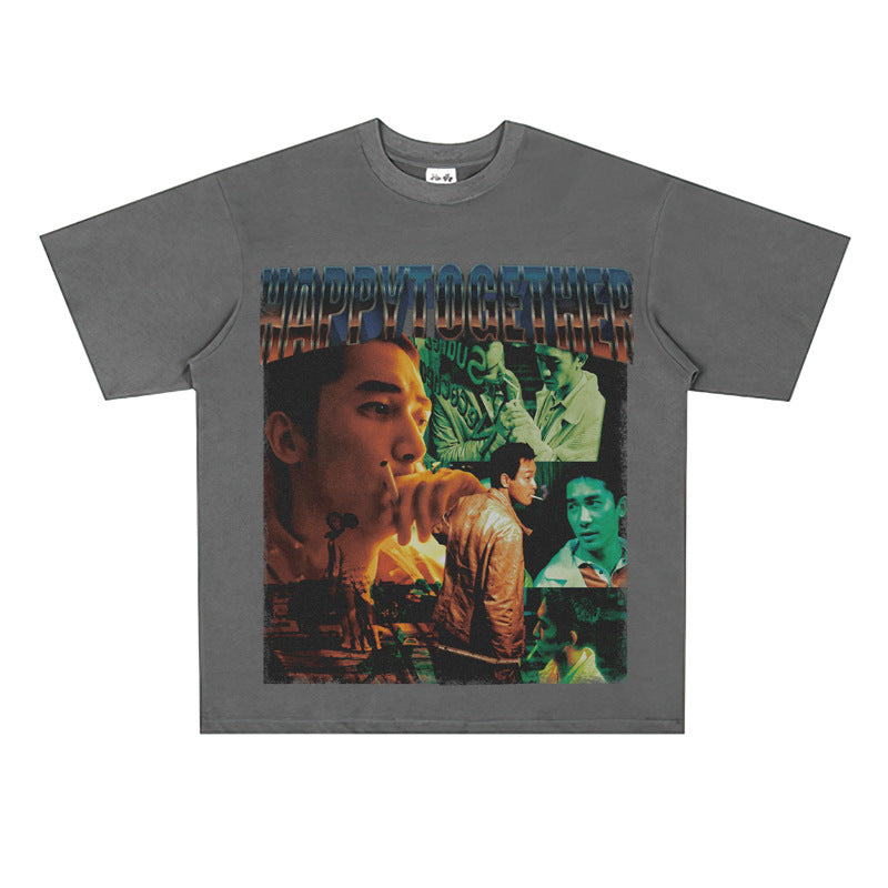 Film Star T Shirt Trendy Cotton Short Sleeve Loose round Neck Retro T-shirt